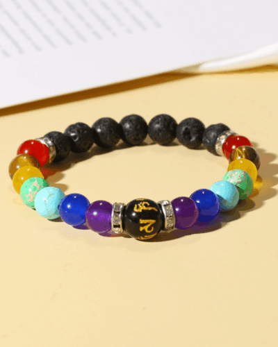 7 Chakra Lava Stone Healing Bracelet Unisex Wholesale