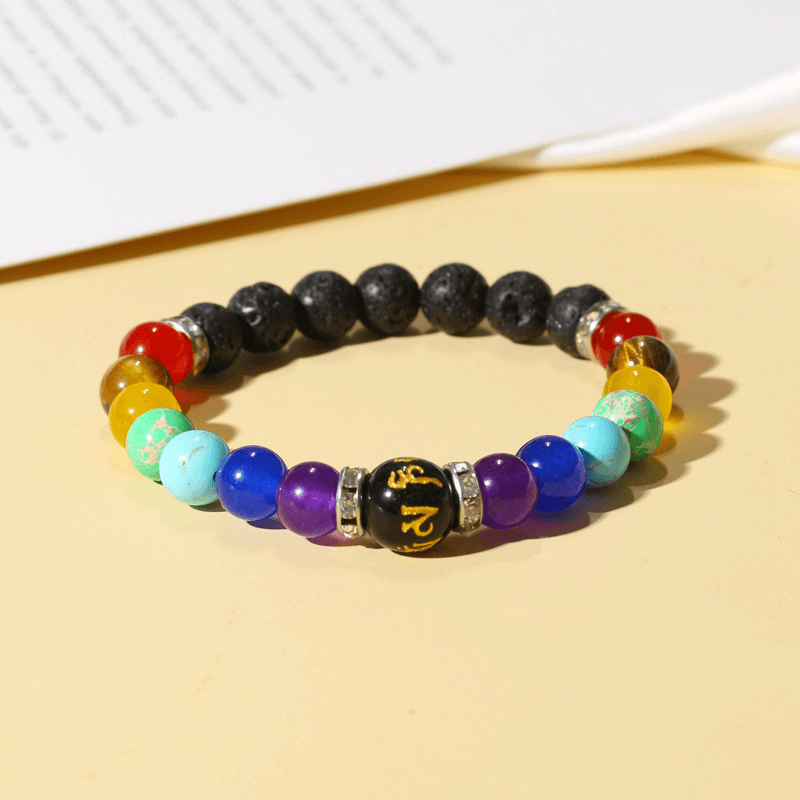 7 Chakra Lava Stone Healing Bracelet Unisex Wholesale