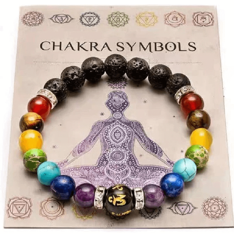 7 Chakra Lava Stone Healing Bracelet Unisex Wholesale