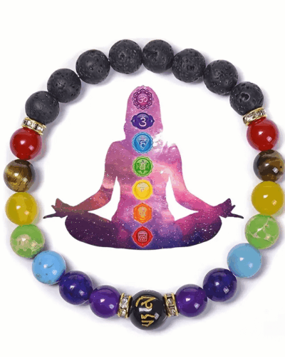 7 Chakra Lava Stone Healing Bracelet Unisex Wholesale