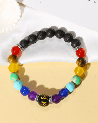 7 Chakra Lava Stone Healing Bracelet Unisex Wholesale