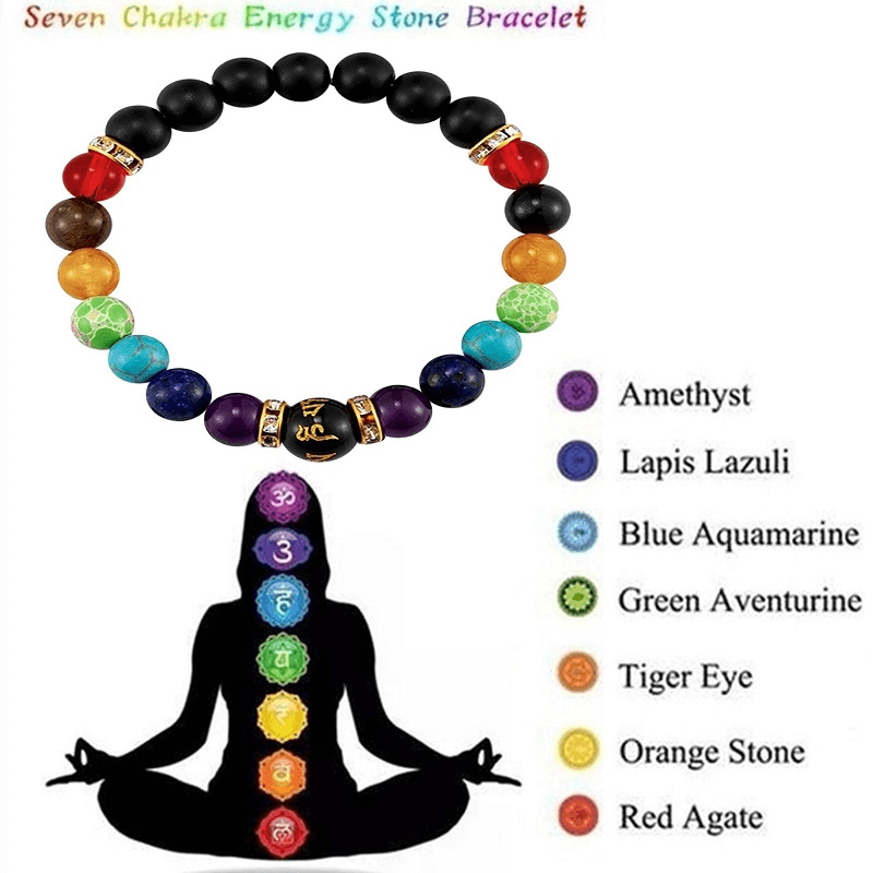 7 Chakra Lava Stone Healing Bracelet Unisex Wholesale