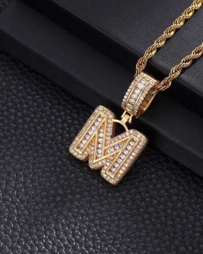 Letter Mens Necklace with Zircon Wholesale