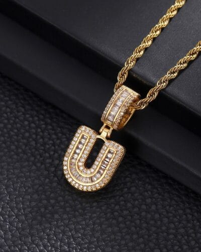 Letter Mens Necklace with Zircon Wholesale