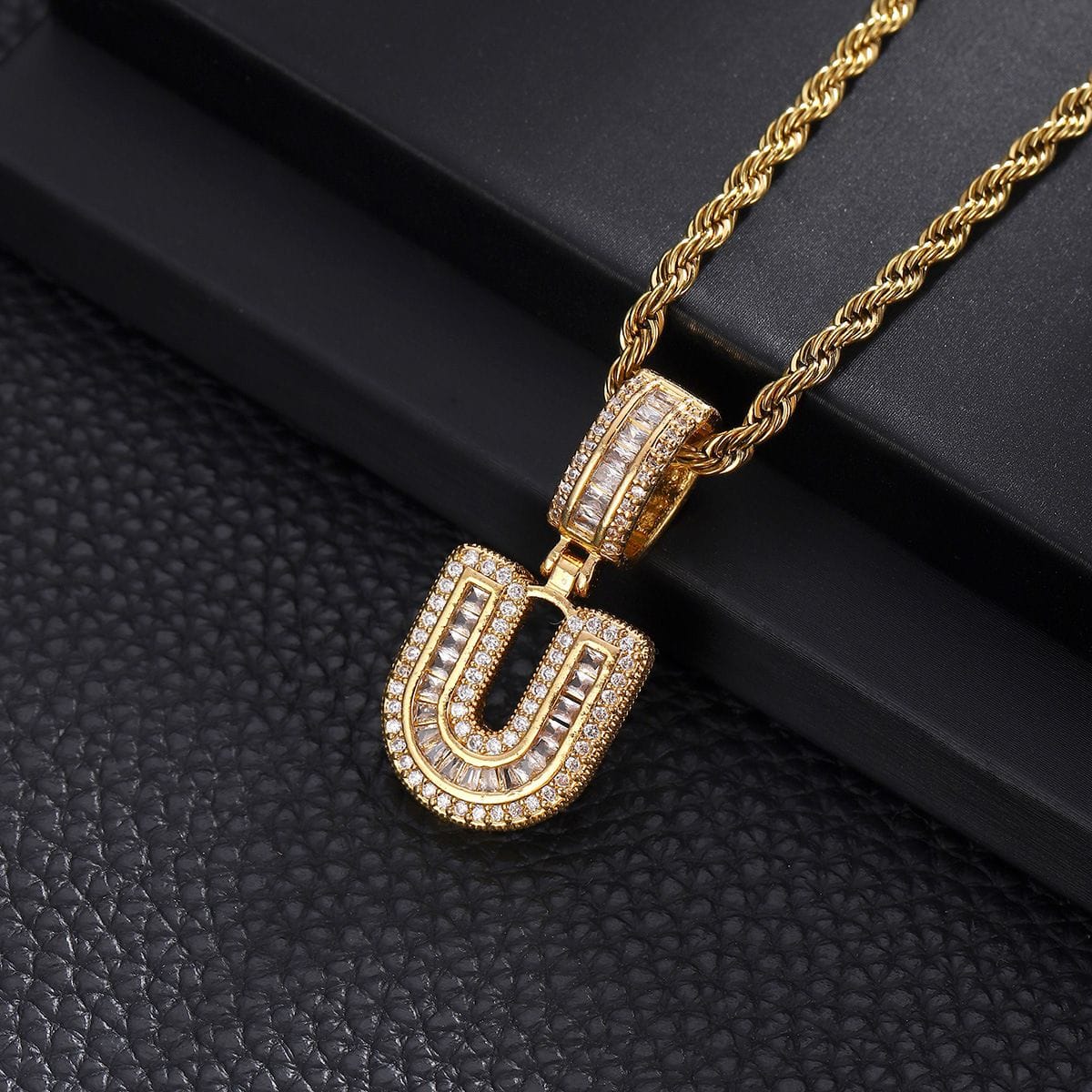 Letter Mens Necklace with Zircon Wholesale