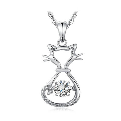 Lovely Sterling Silver Cat Necklace for Gift Giving