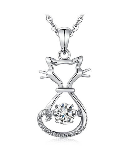 Lovely Sterling Silver Cat Necklace for Gift Giving