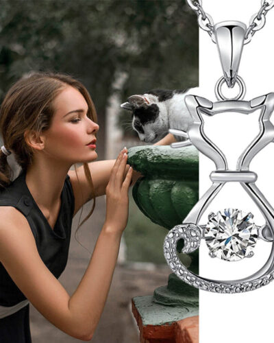 Vista alternativa dell'Lovely Sterling Silver Cat Necklace for Gift Giving