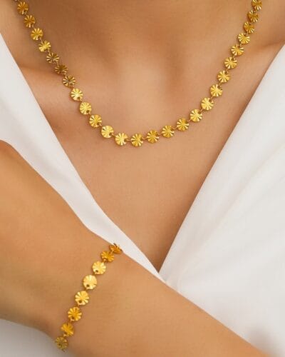 Luxury Flower Stainless steel Chain Set Wholesale (1)