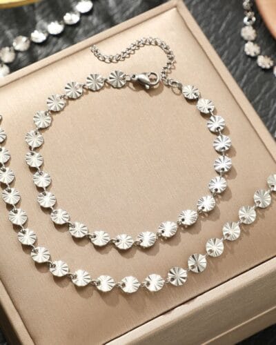 Luxury Flower Stainless steel Chain Set Wholesale (2)