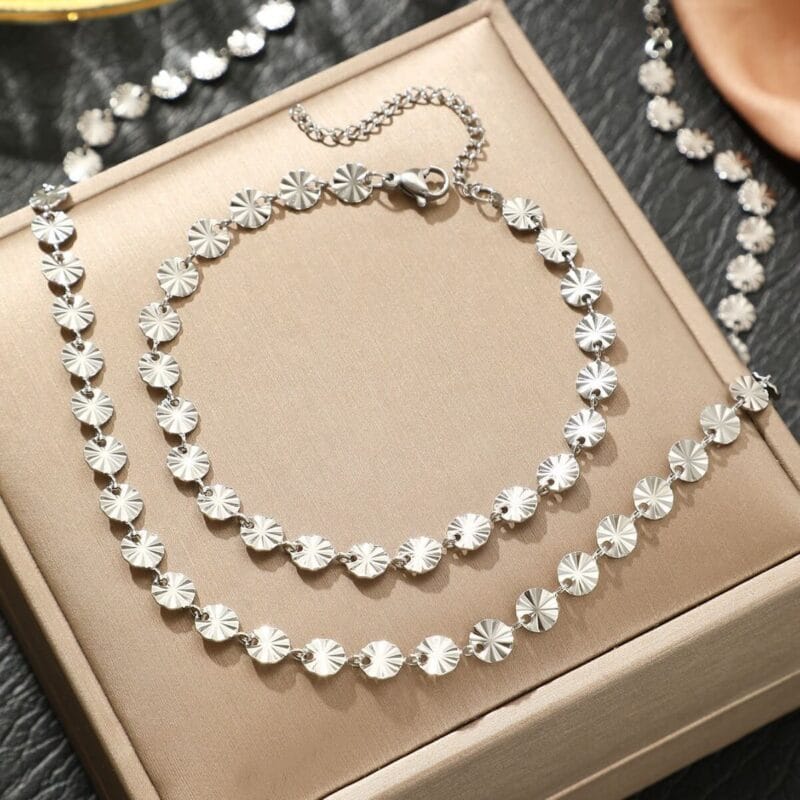Luxury Flower Stainless steel Chain Set Wholesale (2)