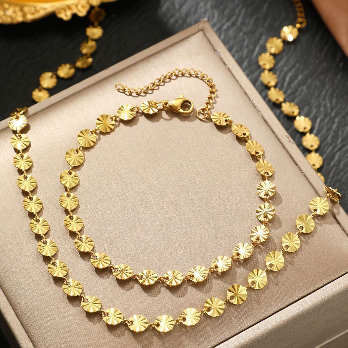 Luxury Flower Stainless steel Chain Set Wholesale (5)