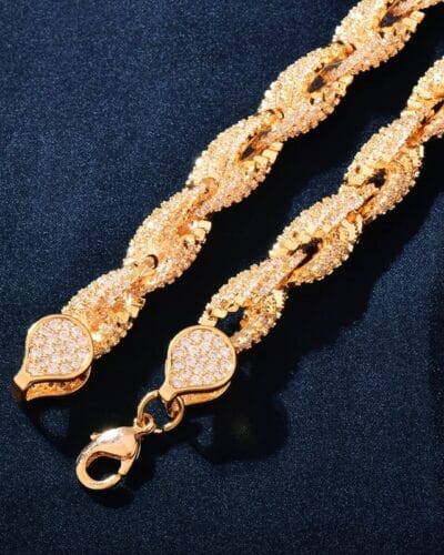 Luxury Thick 8mm Iced Out Rope Chain18K Gold Plated 2