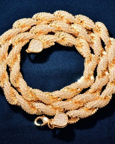 Luxury Thick 8mm Iced Out Rope Chain18K Gold Plated 4