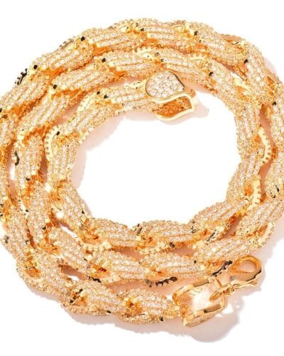 Luxury Thick 8mm Iced Out Rope Chain18K Gold Plated 5