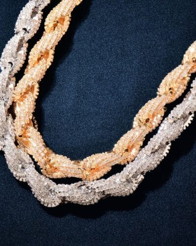 Luxury Thick 8mm Iced Out Rope Chain18K Gold Plated 7