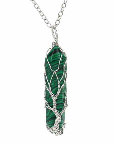 Tree of Life Wrapped Hexagonal Crystal Necklace Wholesale