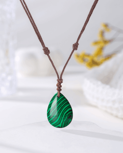 Natural Crystal Pendant Adjustable Woven Necklace Unisex