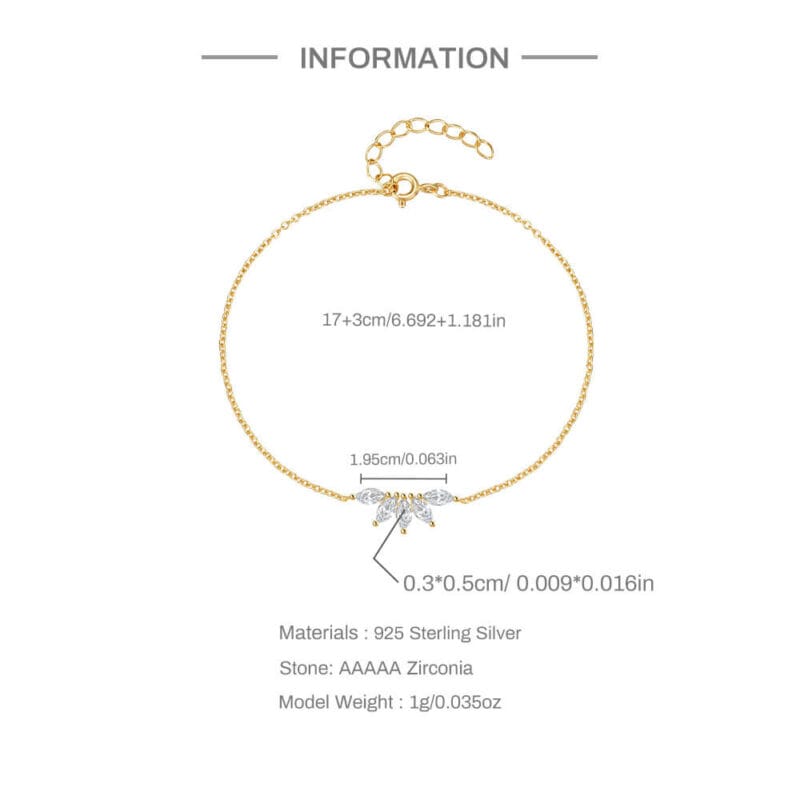 Marquise Cubic Ziconia Sterling Silver Crown Bracelet 2