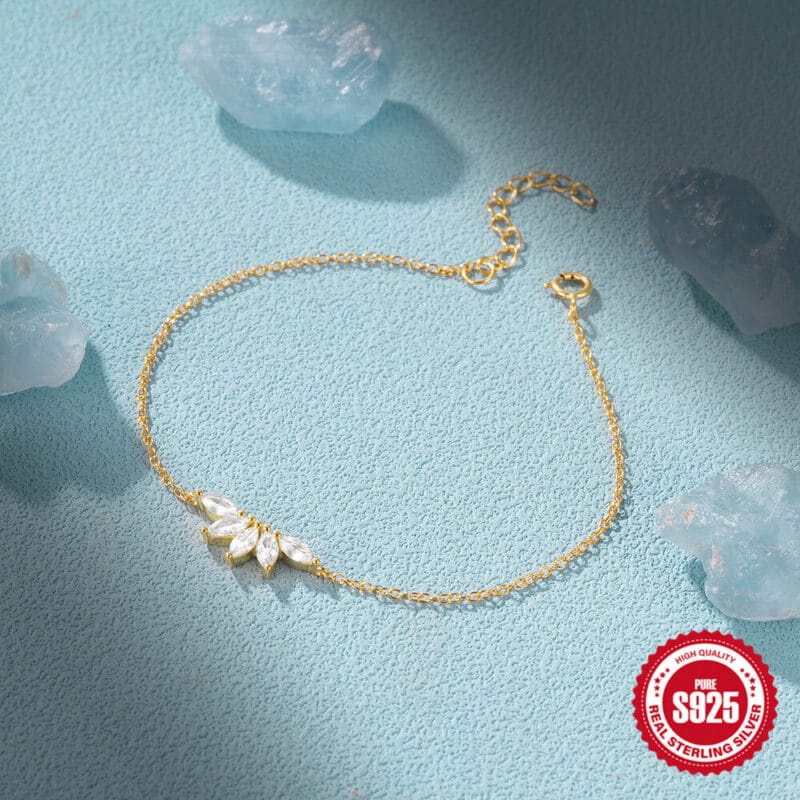 Marquise Cubic Ziconia Sterling Silver Crown Bracelet 4