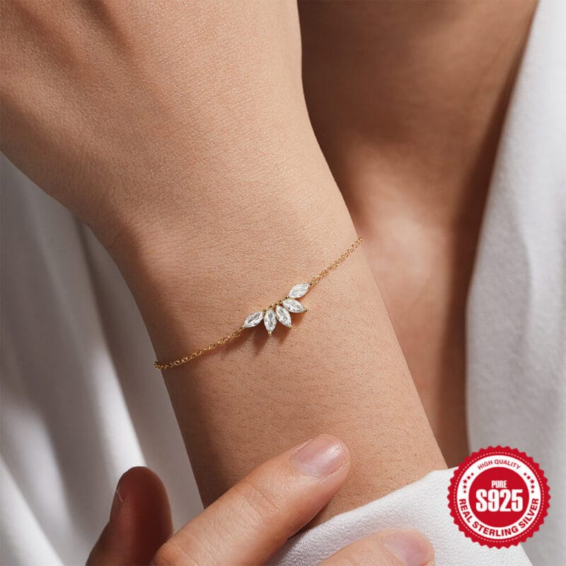 Marquise Cubic Ziconia Sterling Silver Crown Bracelet 6