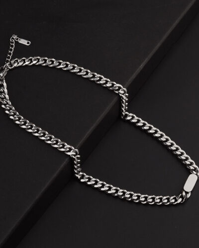 Vue alternative de Men Minimalist 316L Stainless Steel Cuban Link with Square Pendant