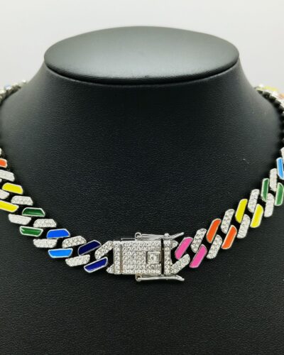 Mens 10mm Rainbow Stainless Steel Chain Necklace