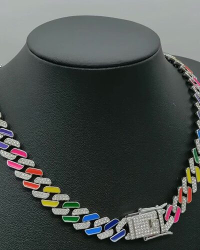 Alternativ vy av Mens 10mm Rainbow Stainless Steel Chain Necklace