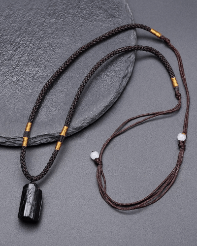 Men's Black Tourmaline Pendant Necklace Bulk