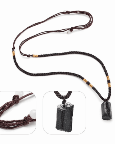 Men's Black Tourmaline Pendant Necklace Bulk