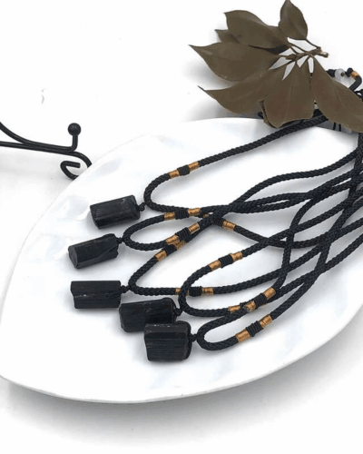 Men's Black Tourmaline Pendant Necklace Bulk