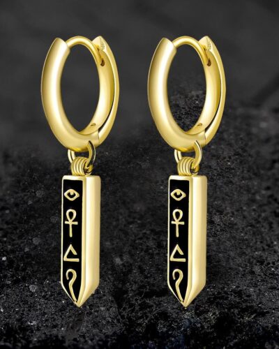 Mens Silver Hoop Earrings with 18K Gold Plated