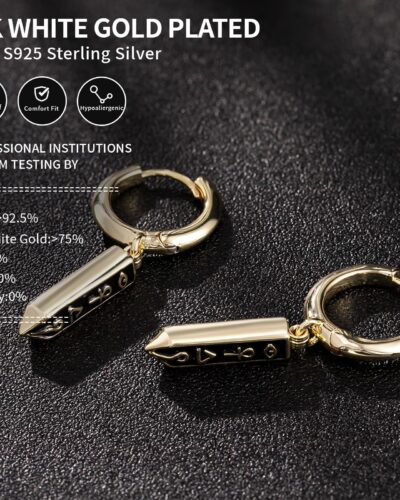 Alternativní pohled na Mens Silver Hoop Earrings with 18K Gold Plated