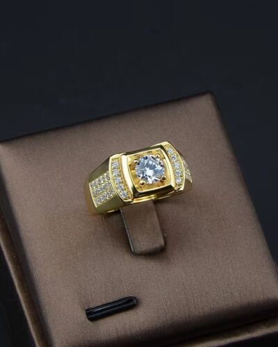 Men's Moissanite Ring in 18K Gold Plating Wholesale