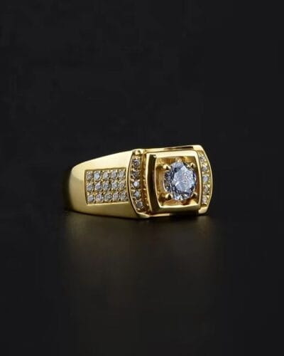 Mens Moissanite Ring in 18K Gold Plating 3