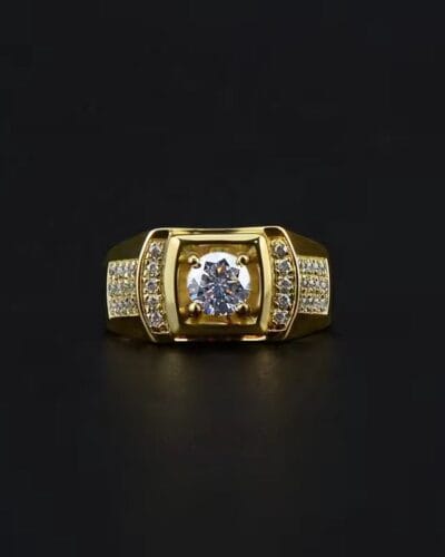 Men's Moissanite Ring in 18K Gold Plating Wholesale