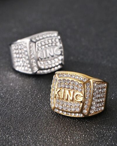Mens Stainless Steel Ring with King Engraved