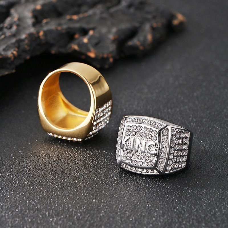 Mens Stainless Steel Ring with King Engraved - 画像3