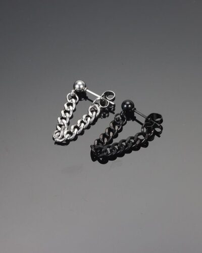 Mens Titanium Earrings with Chain Link Design