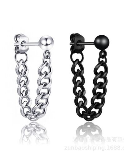 Alternativní pohled na Mens Titanium Earrings with Chain Link Design