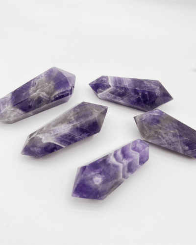 Mini Polished Chevron Amethyst Crystal Tower Wand