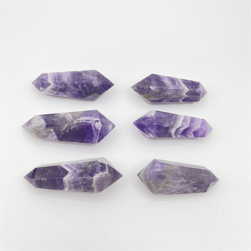 Mini Polished Chevron Amethyst Crystal Tower Wand