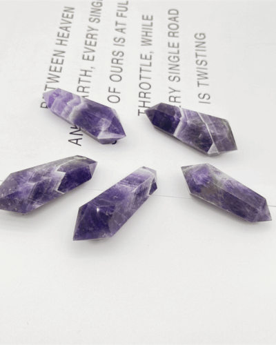 Mini Polished Chevron Amethyst Crystal Tower Wand