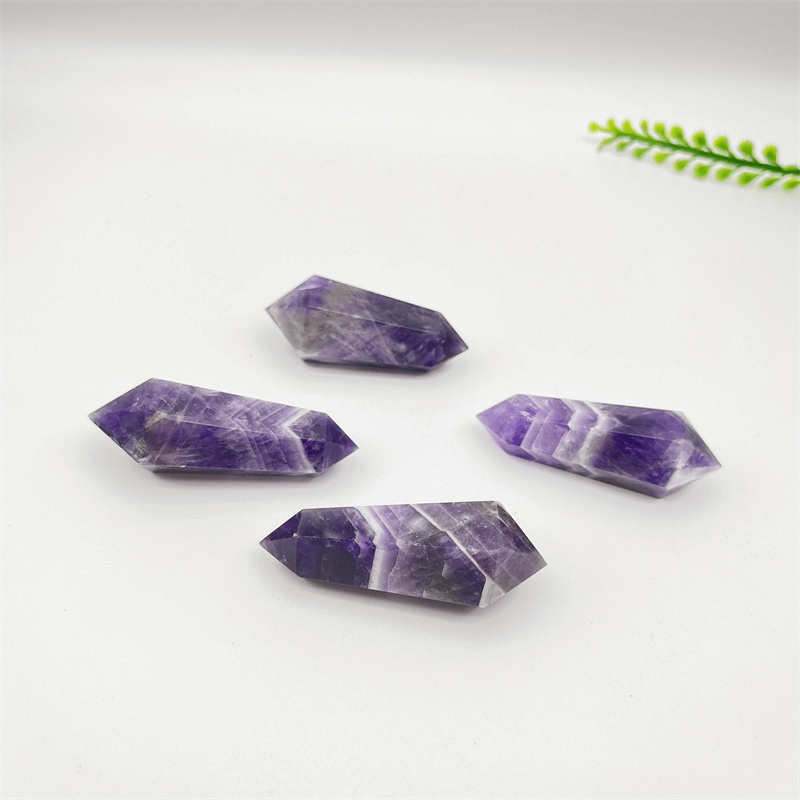 Mini Polished Chevron Amethyst Crystal Tower Wand