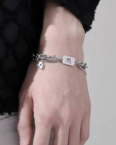 Alternative Ansicht von Minimalist 12 Zodic Sign Double Layer Stainless Steel Link Bracelet Wholesale