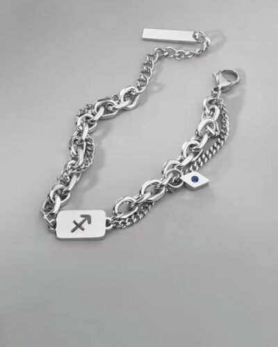 Minimalist 12 Zodic Sign Double Layer Stainless Steel Link Bracelet Wholesale (2)