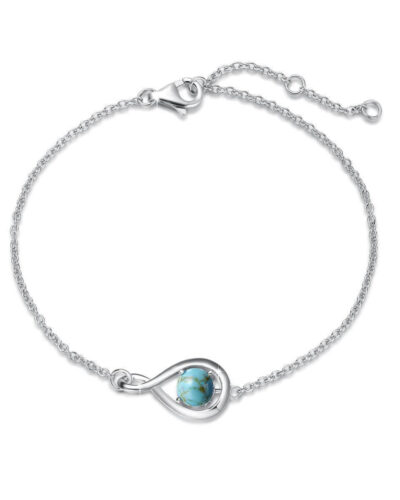 Minimalist Beaded Turquoise Bracelet Silver show