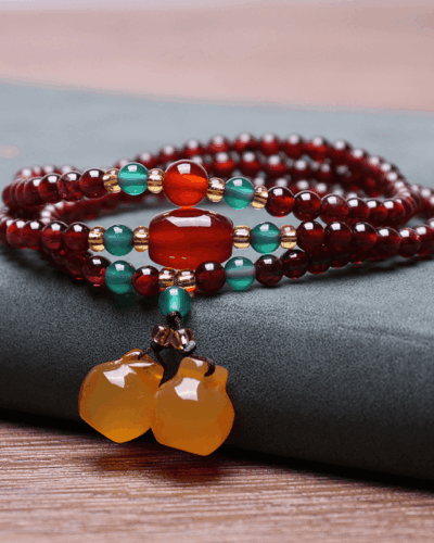 Minimalist Multi-Layer Red Garnet Charm Healing Bracelet Wholesale