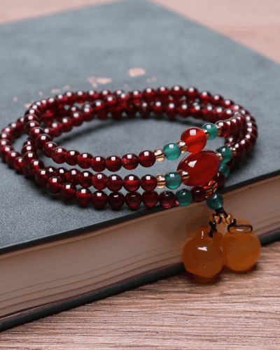 Minimalist Multi-Layer Red Garnet Charm Healing Bracelet Wholesale