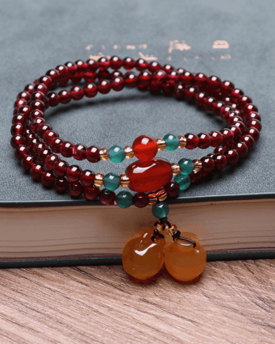 Minimalist Multi-Layer Red Garnet Charm Healing Bracelet Wholesale